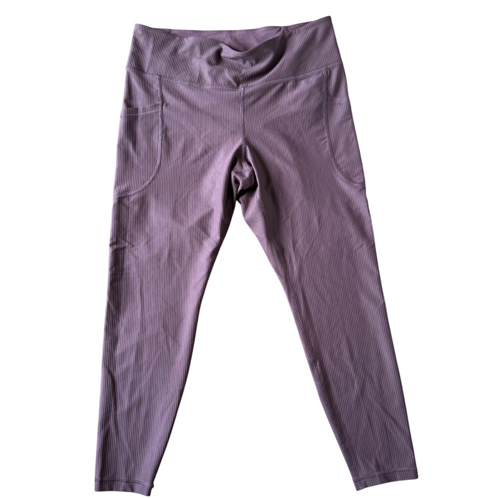 Old Navy Active PowerSoft Ribbed Pocket Leggings Purple Mauve High Rise XL